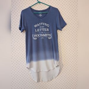 Warner Bros. Blue and White Hogwarts Tee " I Am Waiting On My Letter To Hogwarts